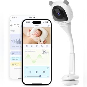 2K Baby Sleep Breathing Monitor Camera for Newborn & Crib Mount, 5G Wi-Fi, Nurse
